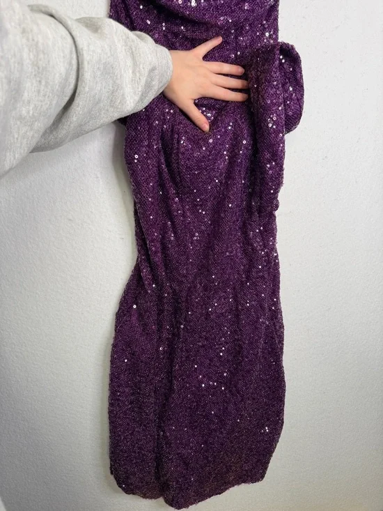 Oh Polly Strapless Purple Sequin Maxi Formal Dress - Picture 4 of 5